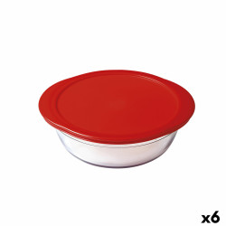 Round Lunch Box with Lid Ô Cuisine Cook&store Ocu Red 2,3 L 27 x 24 x 8 cm Glass Silicone (6 Units)