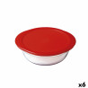 Round Lunch Box with Lid Ô Cuisine Cook&store Ocu Red 2,3 L 27 x 24 x 8 cm Glass Silicone (6 Units)