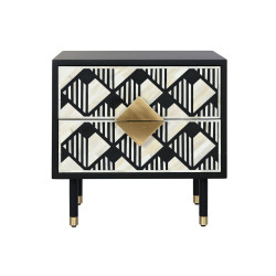 Nightstand DKD Home Decor Black White Bone Resin MDF Wood (50 x 35 x 50 cm)