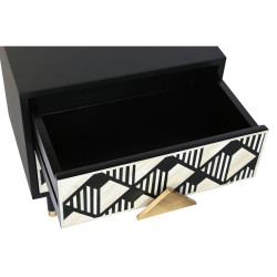 Nightstand DKD Home Decor Black White Bone Resin MDF Wood (50 x 35 x 50 cm)