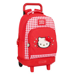 School Rucksack with Wheels Hello Kitty Spring Red 33 X 45 X 22 cm