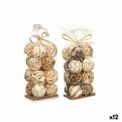 Set of Decorative Balls White Brown (12 Units)