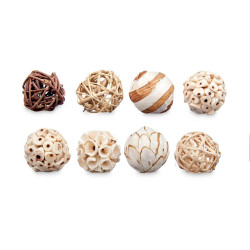 Set of Decorative Balls White Brown (12 Units)