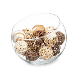 Set of Decorative Balls White Brown (12 Units)