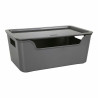 Storage Box with Lid Bella Anthracite 28 x 17,9 x 11,2 cm (12 Units) (28 x 18 x 11 cm)