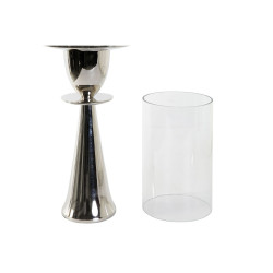 Candleholder DKD Home Decor Silver Aluminium Crystal 14 x 14 x 38 cm