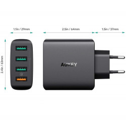 Wall Charger Aukey PA-T18 Black 45 W