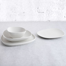 Deep Plate Bidasoa Fosil White Ceramic Squared 21,9 x 21,7 x 4,8 cm (6 Units)