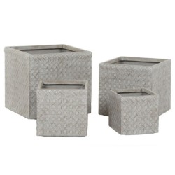 Set of Planters Home ESPRIT Beige Fibreglass Magnesium 44,5 x 44,5 x 42,5 cm (4 Units)