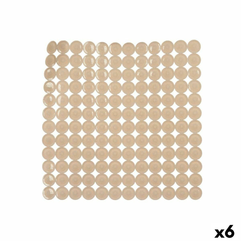 Non-slip Shower Mat Beige PVC 54 x 54 x 1 cm (6 Units)