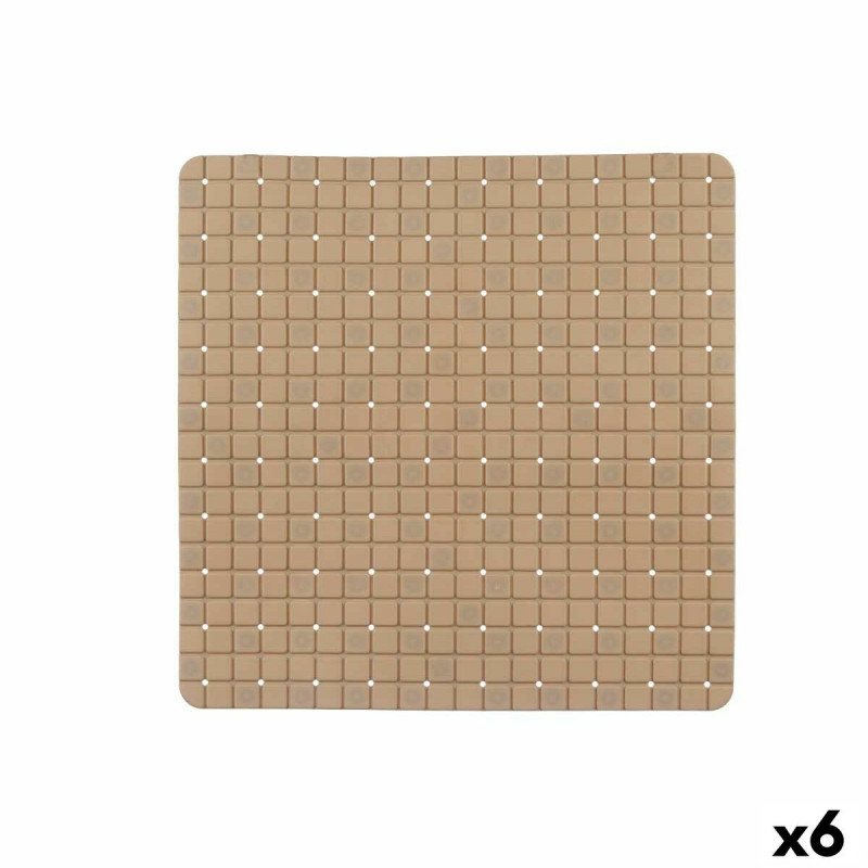 Non-slip Shower Mat Frames Beige PVC 50,3 x 50,3 x 0,7 cm (6 Units)