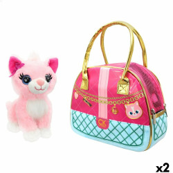 Fluffy toy Funville Cutekins Bag Cat 20 x 19 x 14 cm (2 Units)