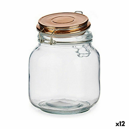 Jar Hermetically sealed Copper Steel 1 L 11,3 x 15 x 11,3 cm (12 Units)