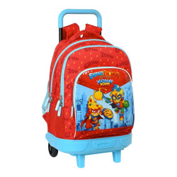 School Rucksack with Wheels SuperThings Kazoom kids Red Light Blue (33 x 45 x 22 cm)