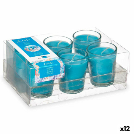 Scented Candle Set 16 x 6,5 x 11 cm (12 Units) Glass Ocean