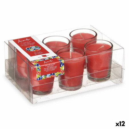 Scented Candle Set 16 x 6,5 x 11 cm (12 Units) Glass Red fruits