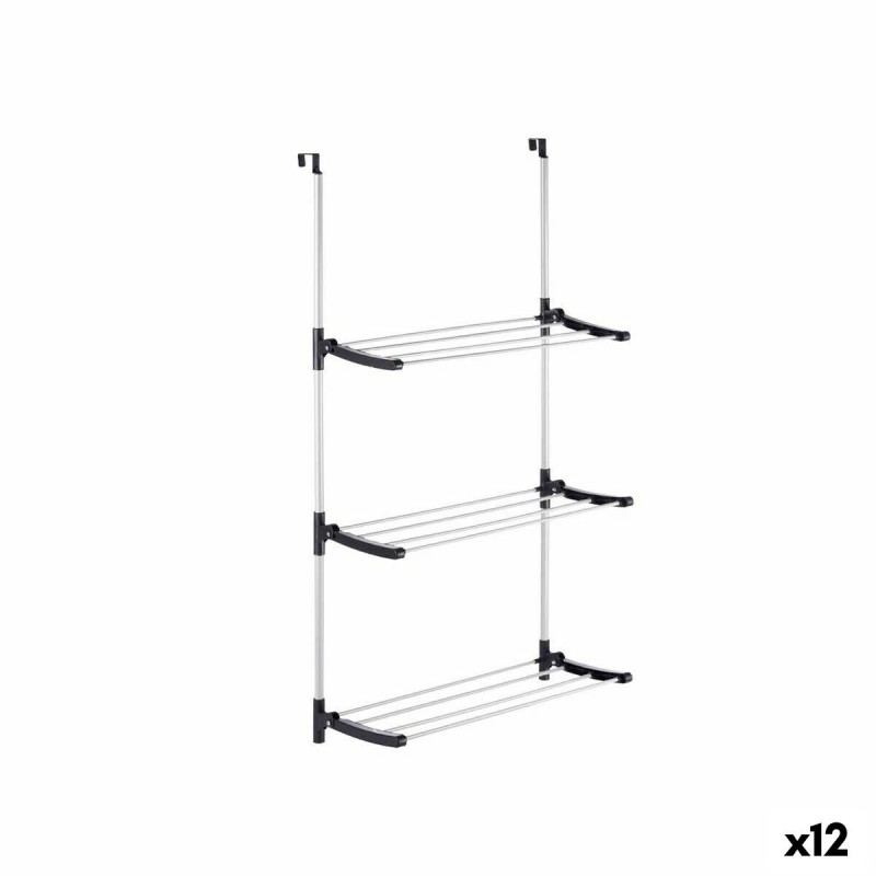 Folding clothes line Black Silver 65,5 x 29 x 129 cm Doors (12 Units)