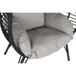 Garden sofa DKD Home Decor 90 x 65 x 151 cm Black Grey Metal synthetic rattan