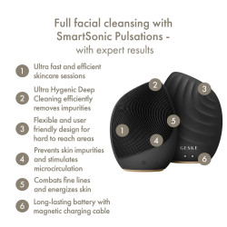 Cleansing Facial Brush Geske SmartAppGuided Black 5-in-1