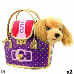 Fluffy toy Funville Cutekins Bag Dog 25 x 20 x 13 cm (2 Units)