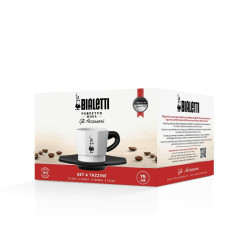 Piece Coffee Cup Set Bialetti 700000652 White Black Porcelain 75 ml (4 Units)