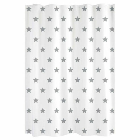 Shower Curtain Gelco Stars White Grey 180 x 200 cm