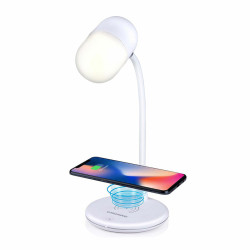 LED lamp with Speaker and Wireless Charger Grundig White Ø 12 x 26 cm Plastic 3-in-1