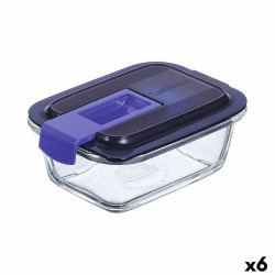 Hermetic Lunch Box Luminarc Easy Box Blue Glass (380 ml) (6 Units)