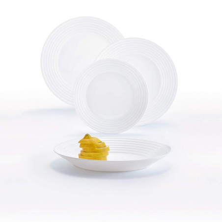 Dinnerware Set Luminarc Harena White Glass 18 Pieces