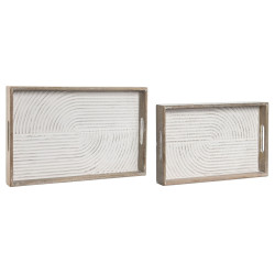 Set of trays Home ESPRIT White Mango wood MDF Wood 44 x 29 x 5 cm (2 Units)