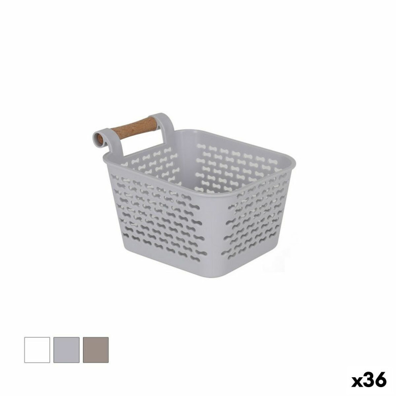 Multi-purpose basket Confortime Plastic With handles Wood 13 x 11 x 8 cm (36 Units)