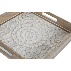 Set of trays Home ESPRIT White Natural Mango wood MDF Wood 40 x 40 x 5 cm (2 Units)