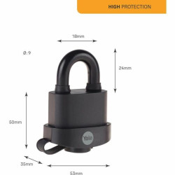 Key padlock Yale Rectangular Black