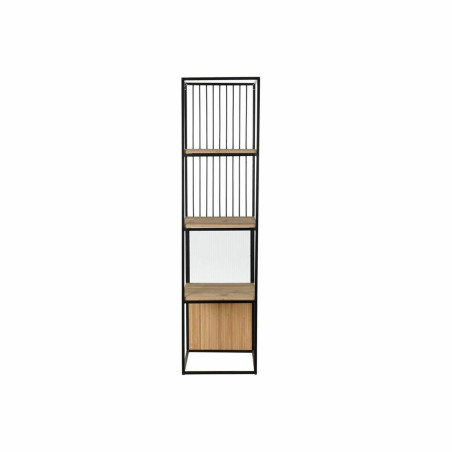 Shelves DKD Home Decor Crystal Natural Black Metal Wood 3 Shelves (43 x 43 x 168 cm)