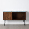 Sideboard Blue Metal Wood Brown 120 x 40 x 80 cm