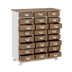 Chest of drawers White Beige Iron Fir wood 94 x 35 x 108 cm