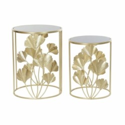 Set of 2 small tables DKD Home Decor Golden Metal Crystal 41,5 x 41,5 x 55 cm