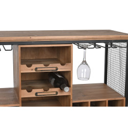 Bottle rack Home ESPRIT Brown Black Metal Fir 94 x 37 x 91 cm