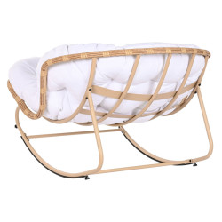 Rocking Chair Home ESPRIT White Brown Steel 108 x 108 x 80 cm