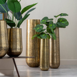 Vase 38 x 38 x 109 cm Golden Aluminium (3 Pieces)