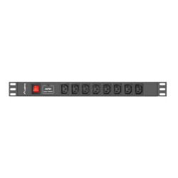 Schuko 19" 8 Way Multi-socket Adapter with On / Off Switch Lanberg PDU-08I-0200-C20-BK (2 m)