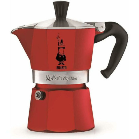 Italian Coffee Pot Bialetti Moka Red 3 Cups Metal Aluminium (3 Units)