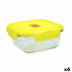 Hermetic Lunch Box Luminarc Pure Box Holy Yellow Glass Squared 1,22 L (6 Units)