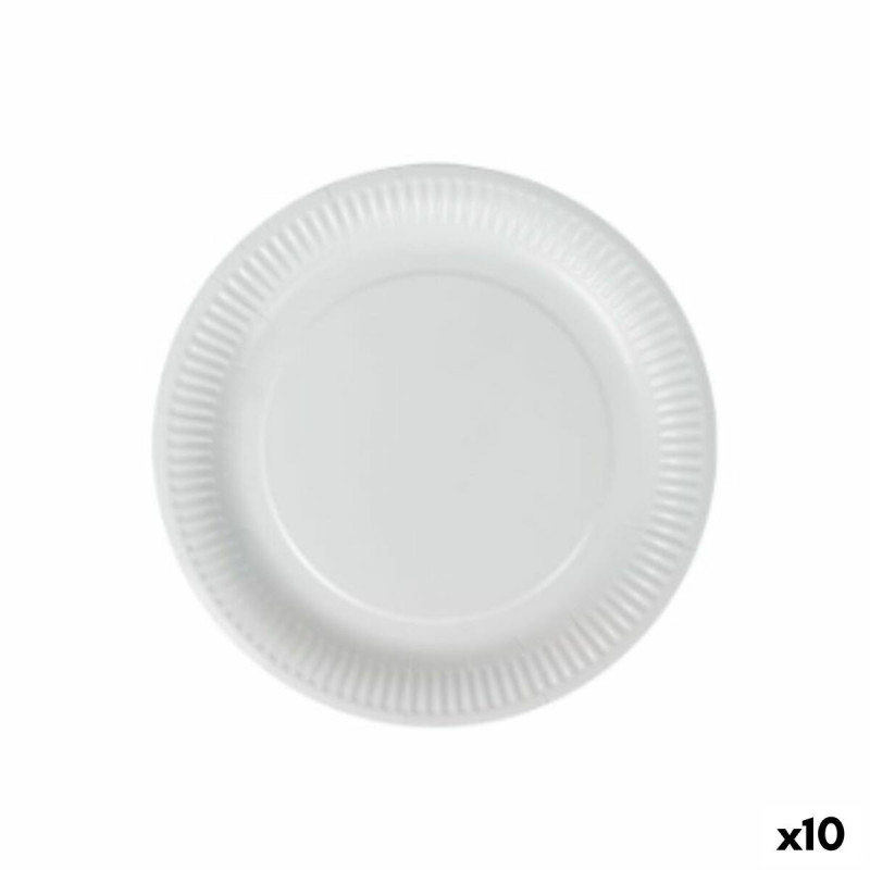 Plate set Algon Disposable White Cardboard 18 cm (10 Units)