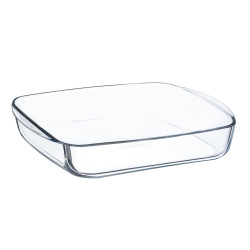 Serving Platter Ô Cuisine Squared 25 x 22 x 5 cm Transparent Glass (6 Units)