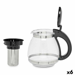 Teapot Transparent Black Plastic Glass 1,5 L (6 Units)