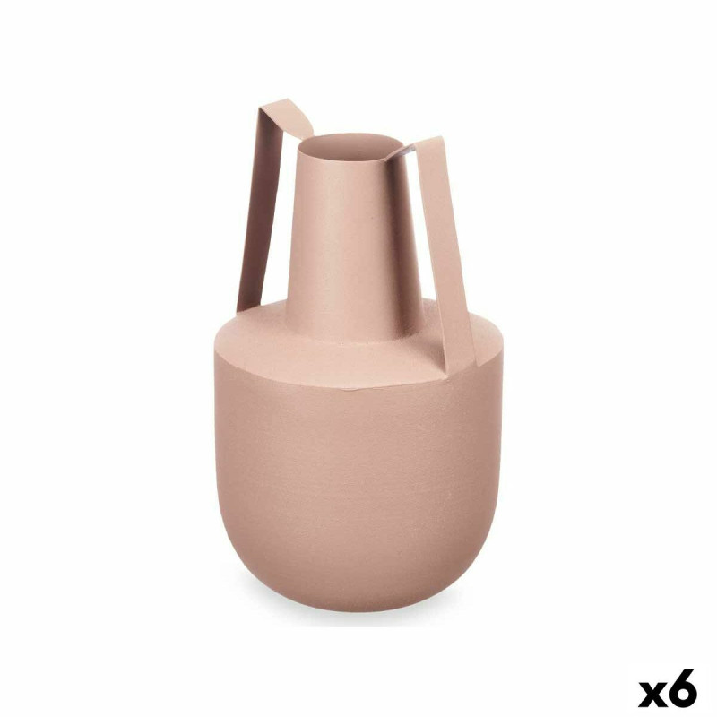 Vase With handles Sand Steel 14 cm (6 Units)