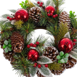 Advent wreathe Red Green Multicolour Plastic Foam Pineapples 30 x 30 cm