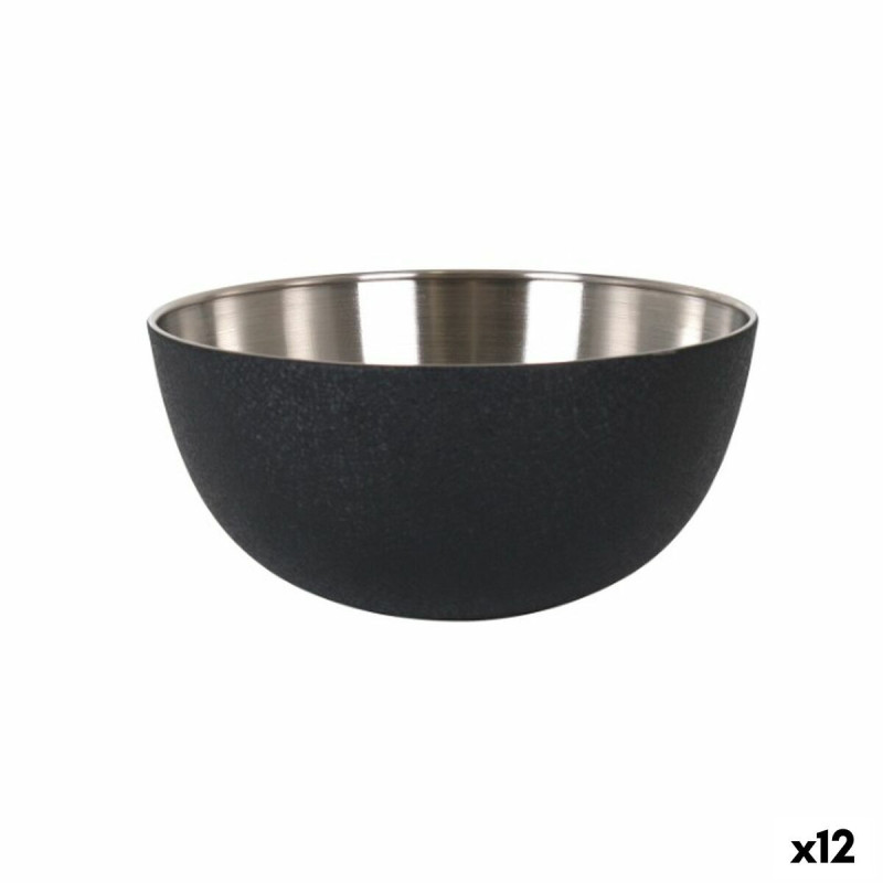 Salad Bowl Quttin Crocodile Black Steel 19,2 x 9 cm (12 Units)