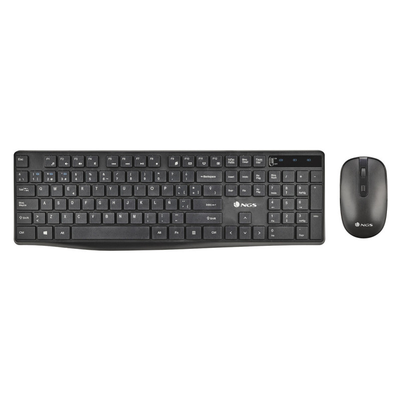 Keyboard and Wireless Mouse NGS HYPEKIT Black Spanish Qwerty QWERTY